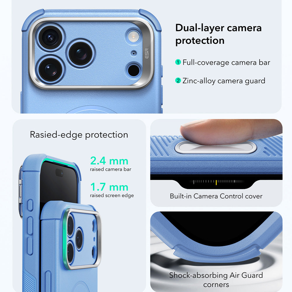 Custodia MagSafe per Apple iPhone 18 Pro Max / 17 Pro Max, ESR, Cyber Armor Kickstand, Blu