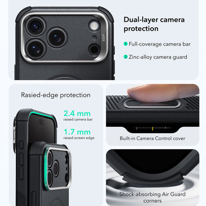 Custodia MagSafe per Apple iPhone 18 Pro Max / 17 Pro Max, ESR, Cyber Armor Kickstand, Nera
