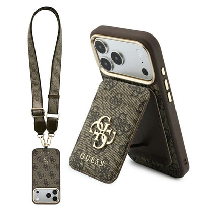 Custodia MagSafe per Apple iPhone 18 Pro Max / 17 Pro Max, Guess, 4G Cardslot & Big Strap, Marrone