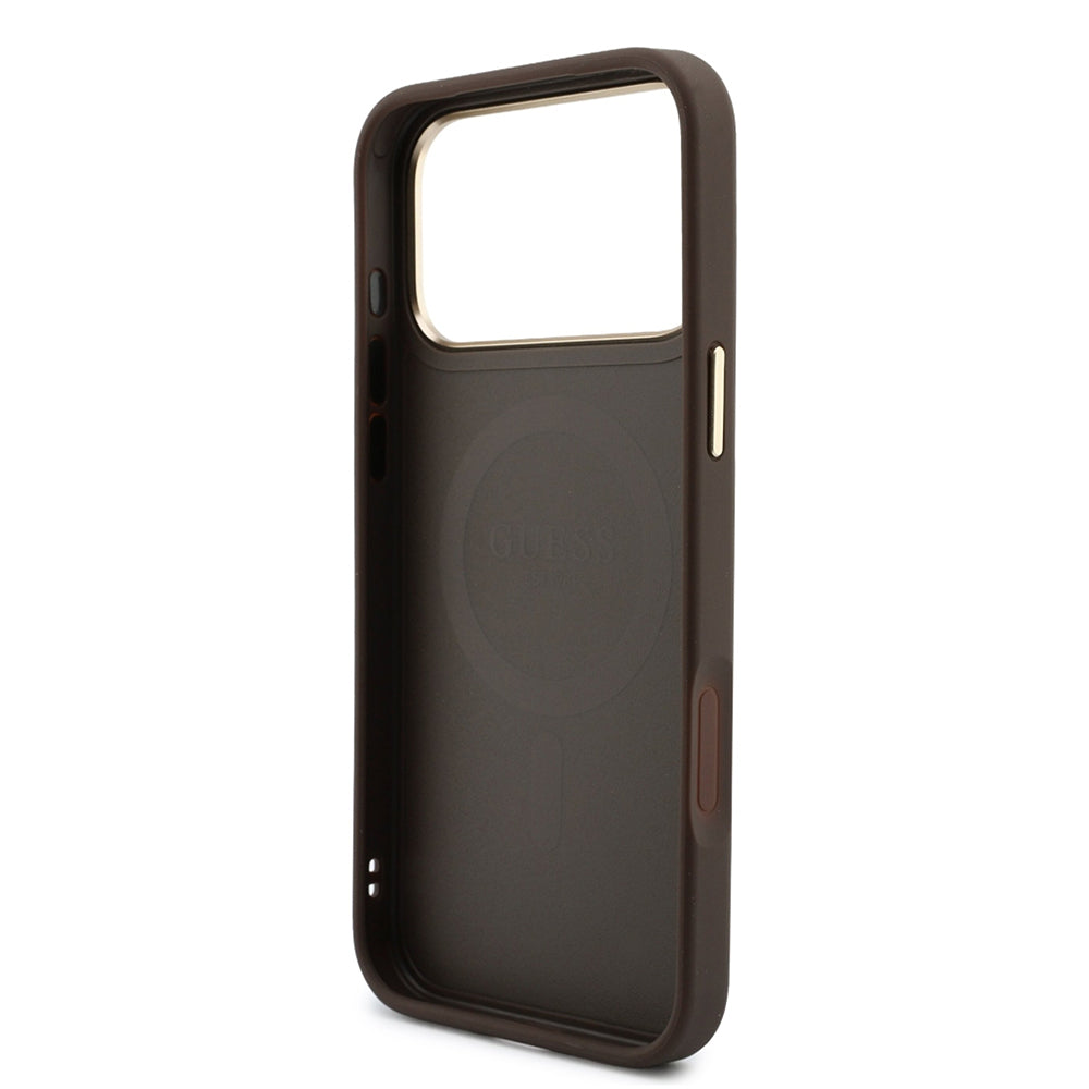 Custodia MagSafe per Apple iPhone 18 Pro Max / 17 Pro Max, Guess, 4G Cardslot & Big Strap, Marrone