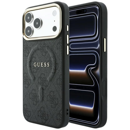 Custodia MagSafe per Apple iPhone 18 Pro Max / 17 Pro Max, Guess, 4G Embossed Classic, Nera
