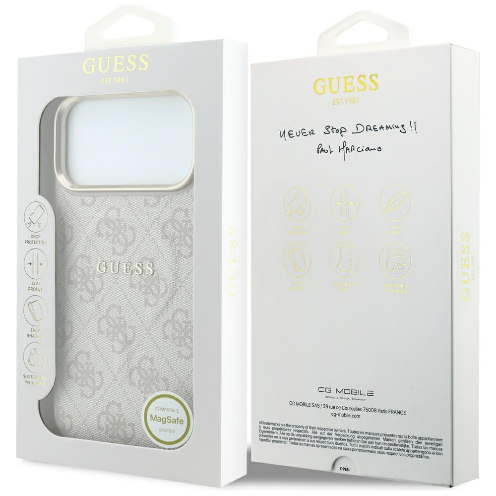 Custodia MagSafe per Apple iPhone 18 Pro Max / 17 Pro Max, Guess, 4G Embossed Classic, Rosa