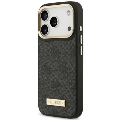 Custodia MagSafe per Apple iPhone 18 Pro Max / 17 Pro Max, Guess, 4G Logo Plate, nera
