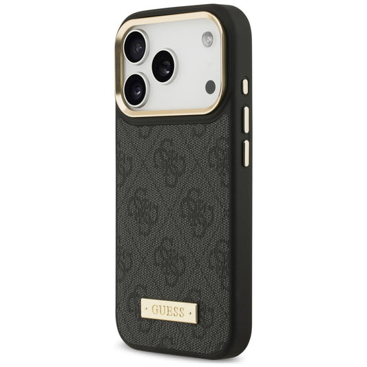 Custodia MagSafe per Apple iPhone 18 Pro Max / 17 Pro Max, Guess, 4G Logo Plate, nera