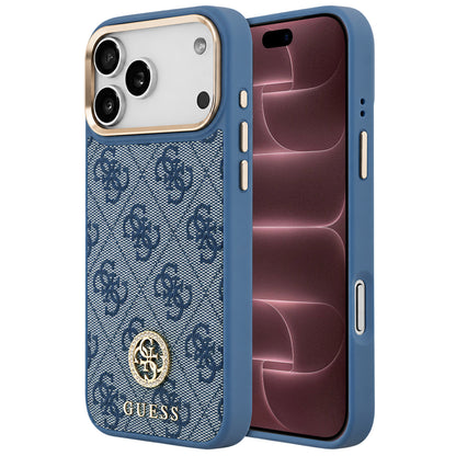 Custodia MagSafe per Apple iPhone 18 Pro Max / 17 Pro Max, Guess, 4G Strass Logo, blu