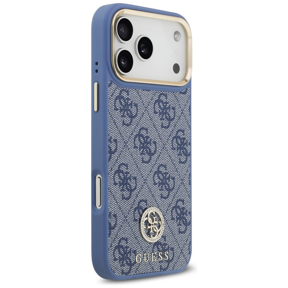 Custodia MagSafe per Apple iPhone 18 Pro Max / 17 Pro Max, Guess, 4G Strass Logo, blu