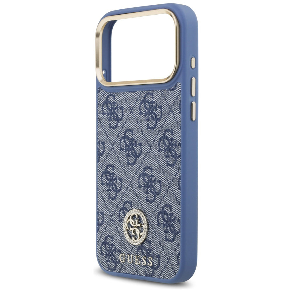 Custodia MagSafe per Apple iPhone 18 Pro Max / 17 Pro Max, Guess, 4G Strass Logo, blu