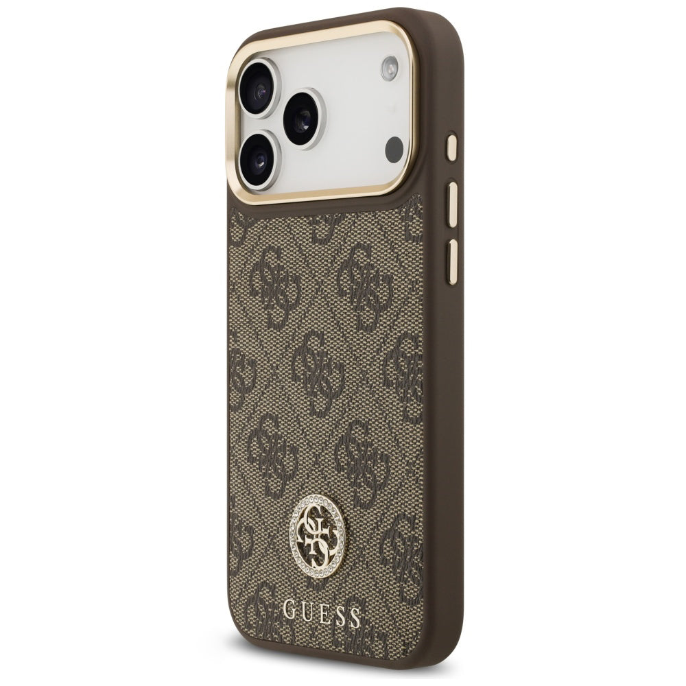 Custodia MagSafe per Apple iPhone 18 Pro Max / 17 Pro Max, Guess, 4G Strass Logo, Marrone