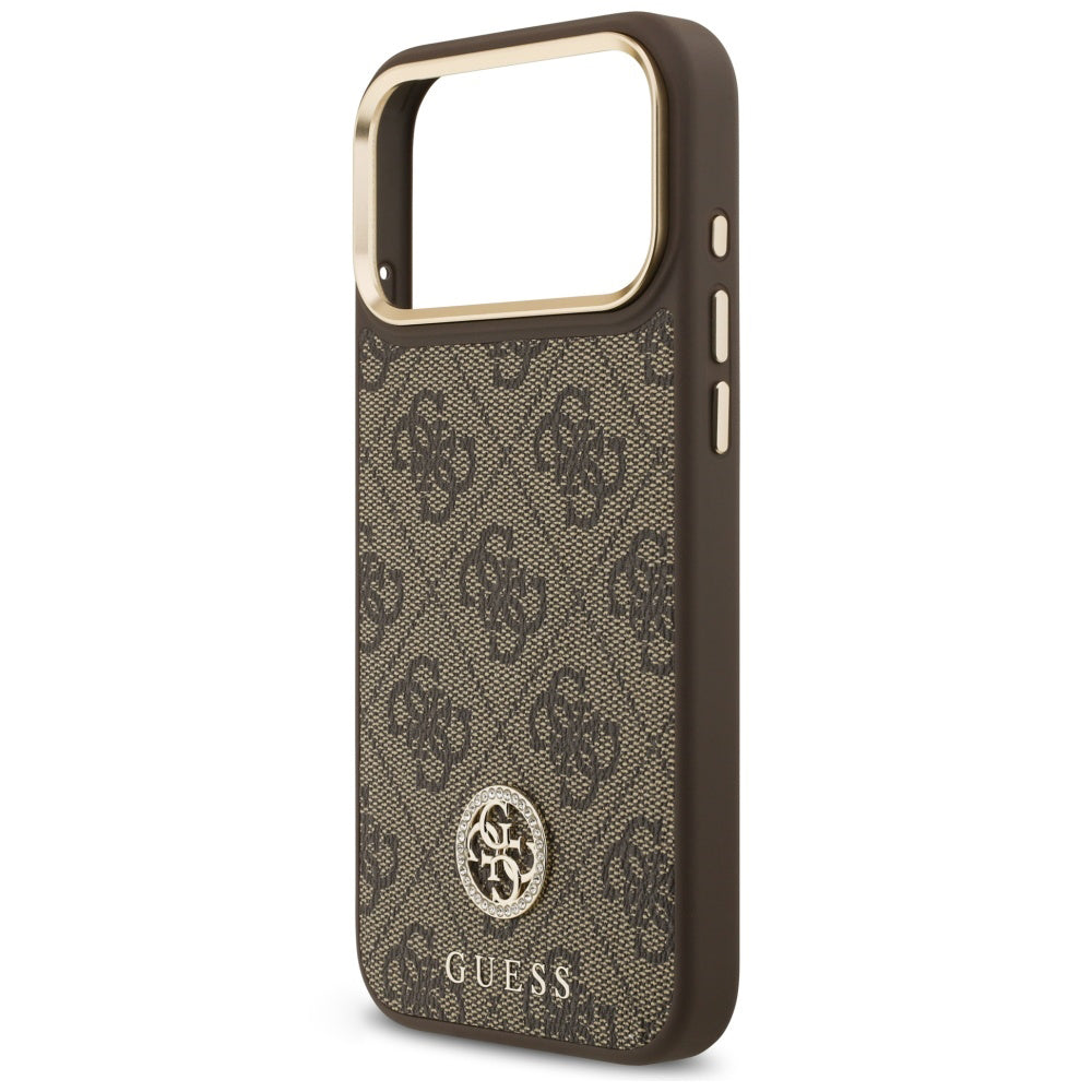 Custodia MagSafe per Apple iPhone 18 Pro Max / 17 Pro Max, Guess, 4G Strass Logo, Marrone