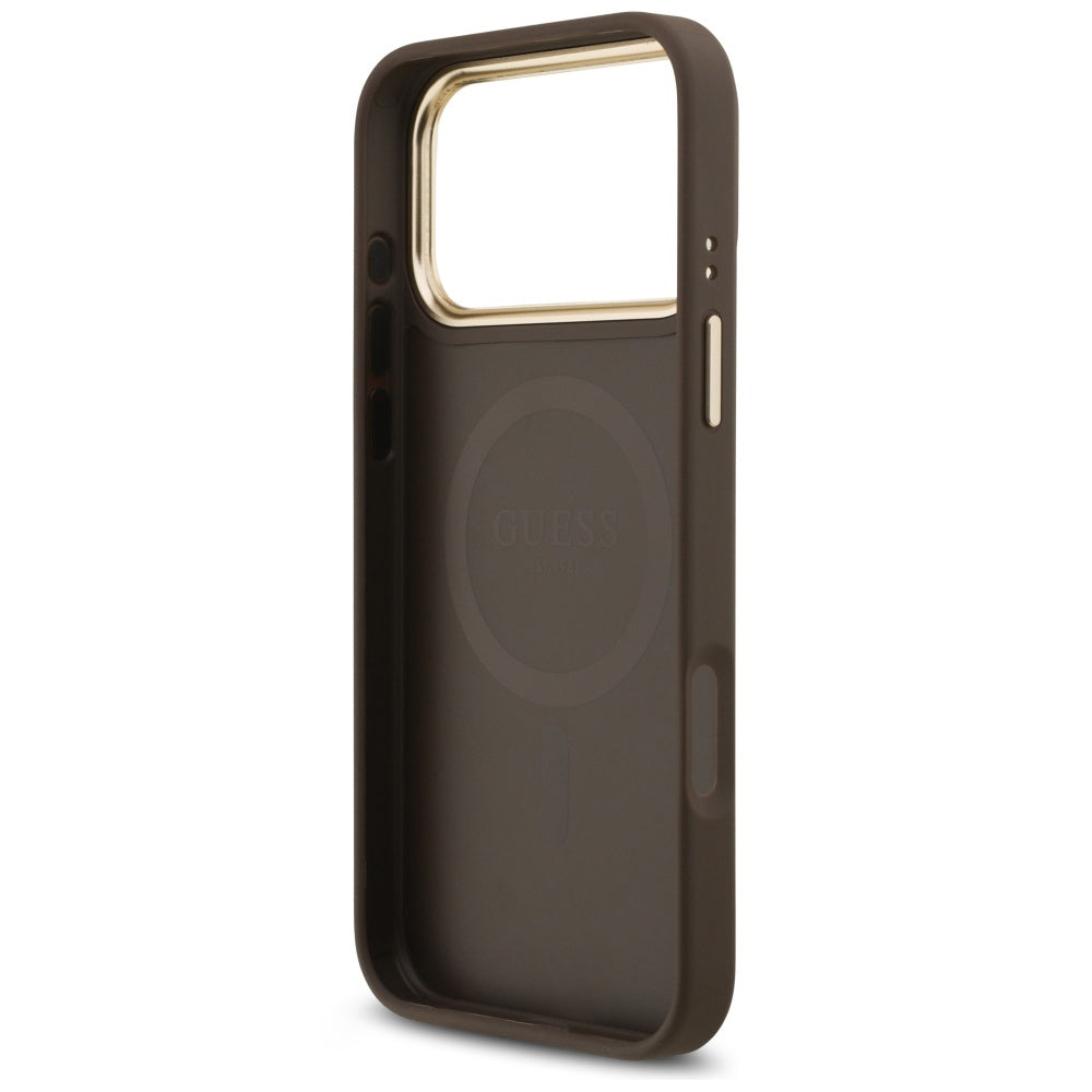 Custodia MagSafe per Apple iPhone 18 Pro Max / 17 Pro Max, Guess, 4G Strass Logo, Marrone
