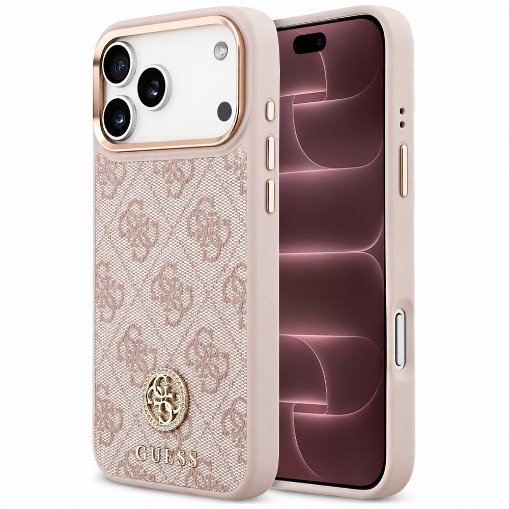 Custodia MagSafe per Apple iPhone 18 Pro Max / 17 Pro Max, Guess, 4G Strass Logo, rosa