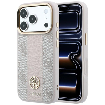 MagSafe Case for Apple iPhone 18 Pro Max / 17 Pro Max, Guess, 4G Stripe Round Classic Logo, Pink