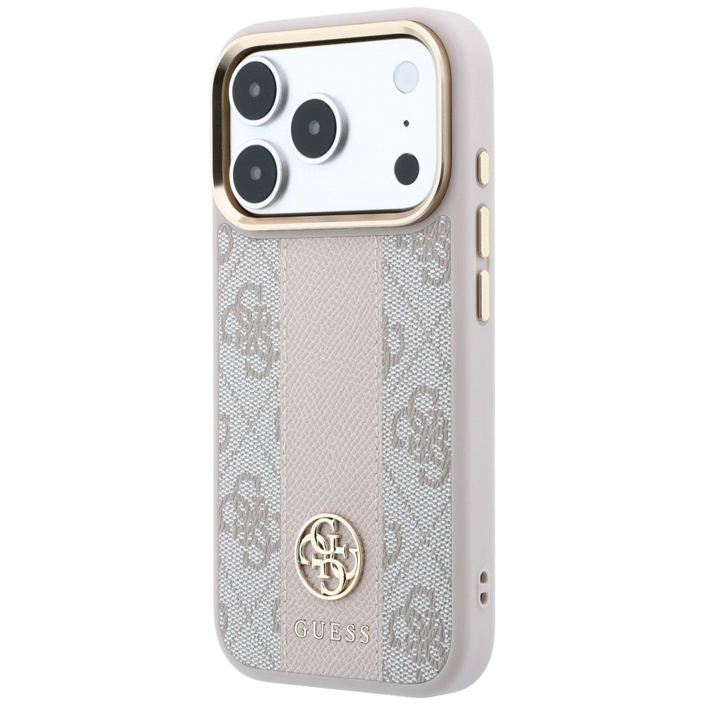 MagSafe Case for Apple iPhone 18 Pro Max / 17 Pro Max, Guess, 4G Stripe Round Classic Logo, Pink