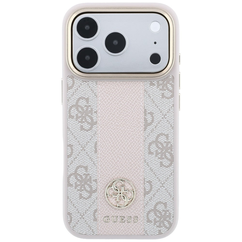 MagSafe Case for Apple iPhone 18 Pro Max / 17 Pro Max, Guess, 4G Stripe Round Classic Logo, Pink