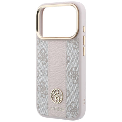 MagSafe Case for Apple iPhone 18 Pro Max / 17 Pro Max, Guess, 4G Stripe Round Classic Logo, Pink