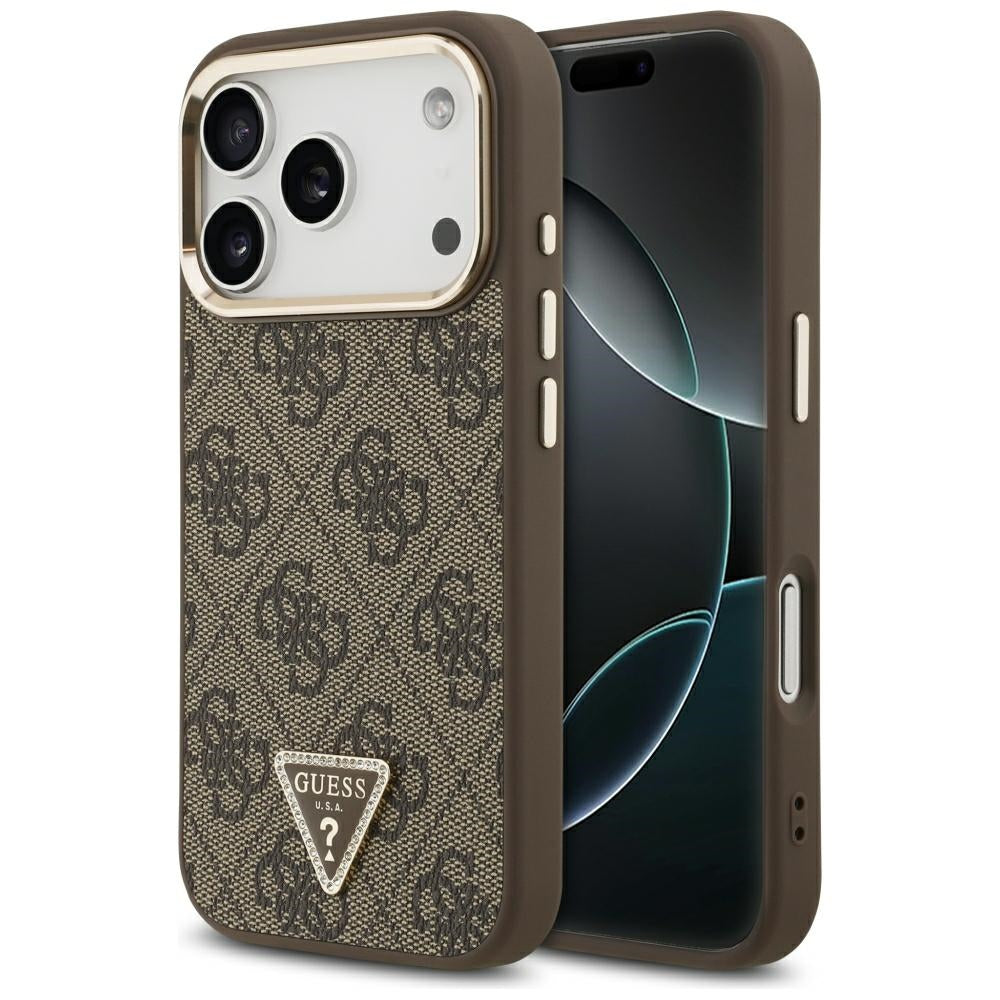 Custodia MagSafe per Apple iPhone 18 Pro Max / 17 Pro Max, Guess, Logo Triangolo 4G, Marrone