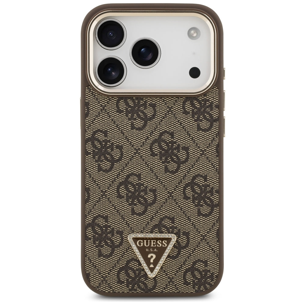 Custodia MagSafe per Apple iPhone 18 Pro Max / 17 Pro Max, Guess, Logo Triangolo 4G, Marrone