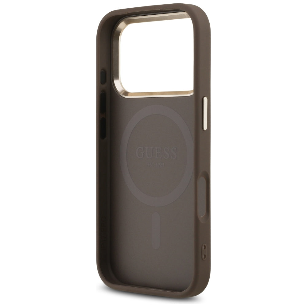 Custodia MagSafe per Apple iPhone 18 Pro Max / 17 Pro Max, Guess, Logo Triangolo 4G, Marrone