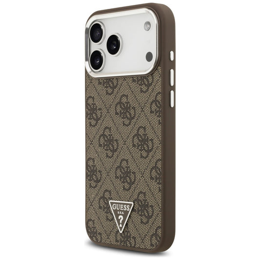 Custodia MagSafe per Apple iPhone 18 Pro Max / 17 Pro Max, Guess, Logo Triangolo 4G, Marrone Argento