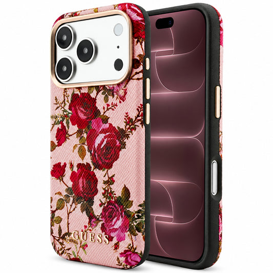 Custodia MagSafe per Apple iPhone 18 Pro Max / 17 Pro Max, Guess, Blossom Roses Print, Rosa