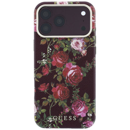 Custodia MagSafe per Apple iPhone 18 Pro Max / 17 Pro Max, Guess, Blossom Roses Print, bordeaux
