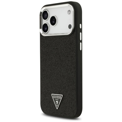 Custodia MagSafe per Apple iPhone 18 Pro Max / 17 Pro Max, Guess, Logo Triangolo Glitter, Nera