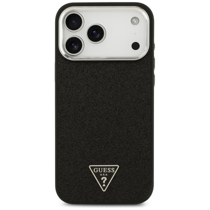 Custodia MagSafe per Apple iPhone 18 Pro Max / 17 Pro Max, Guess, Logo Triangolo Glitter, Nera