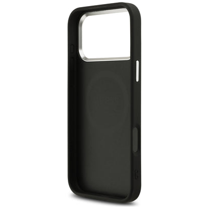 Custodia MagSafe per Apple iPhone 18 Pro Max / 17 Pro Max, Guess, Logo Triangolo Glitter, Nera