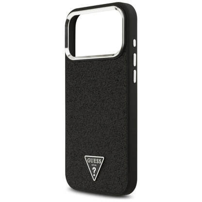 Custodia MagSafe per Apple iPhone 18 Pro Max / 17 Pro Max, Guess, Logo Triangolo Glitter, Nera