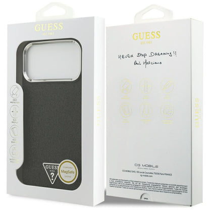 Custodia MagSafe per Apple iPhone 18 Pro Max / 17 Pro Max, Guess, Logo Triangolo Glitter, Nera