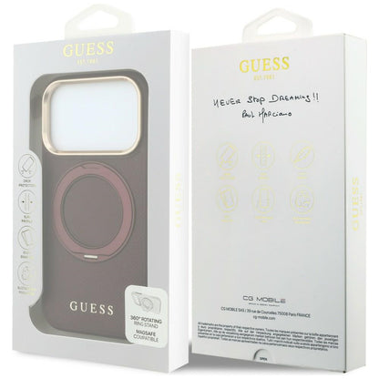 Custodia MagSafe per Apple iPhone 18 Pro Max / 17 Pro Max, Guess, Grained Ring Stand 360 Classic, Vinaccia
