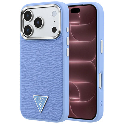Custodia MagSafe per Apple iPhone 18 Pro Max / 17 Pro Max, Guess, Logo Triangolo Granulato, Blu