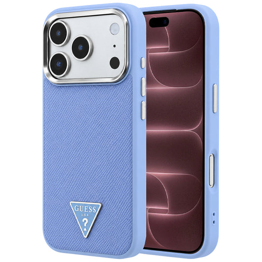 Custodia MagSafe per Apple iPhone 18 Pro Max / 17 Pro Max, Guess, Logo Triangolo Granulato, Blu