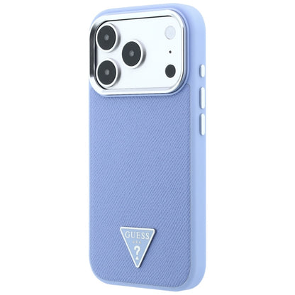 Custodia MagSafe per Apple iPhone 18 Pro Max / 17 Pro Max, Guess, Logo Triangolo Granulato, Blu