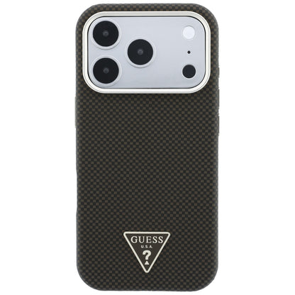 Custodia MagSafe per Apple iPhone 18 Pro Max / 17 Pro Max, Guess, Logo Triangolo Kevlar, Marrone