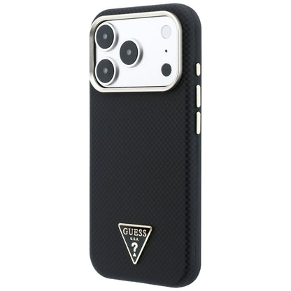 Custodia MagSafe per Apple iPhone 18 Pro Max / 17 Pro Max, Guess, Logo Triangolo Kevlar, Nera