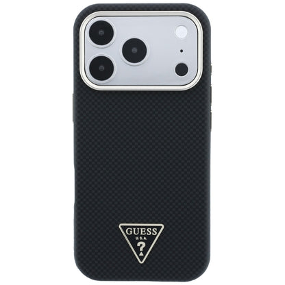 Custodia MagSafe per Apple iPhone 18 Pro Max / 17 Pro Max, Guess, Logo Triangolo Kevlar, Nera