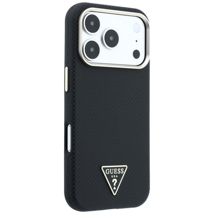 Custodia MagSafe per Apple iPhone 18 Pro Max / 17 Pro Max, Guess, Logo Triangolo Kevlar, Nera