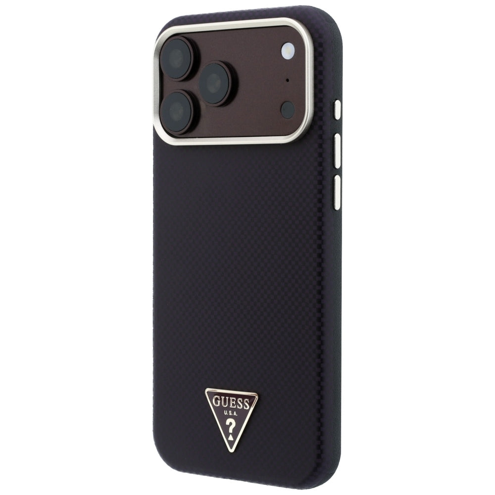 Custodia MagSafe per Apple iPhone 18 Pro Max / 17 Pro Max, Guess, Logo Triangolo Kevlar, Vinaccia