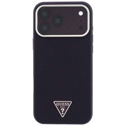 Custodia MagSafe per Apple iPhone 18 Pro Max / 17 Pro Max, Guess, Logo Triangolo Kevlar, Vinaccia