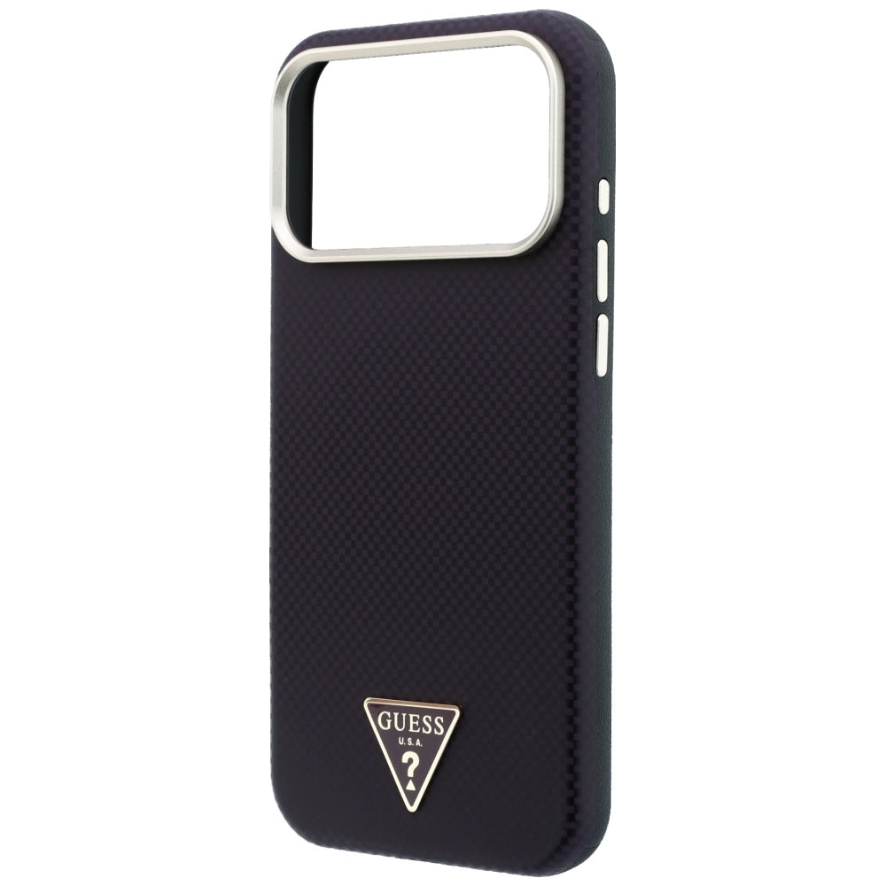 Custodia MagSafe per Apple iPhone 18 Pro Max / 17 Pro Max, Guess, Logo Triangolo Kevlar, Vinaccia