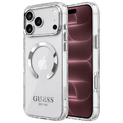 Custodia MagSafe per Apple iPhone 18 Pro Max / 17 Pro Max, Guess, Contorno Metallico, Argento