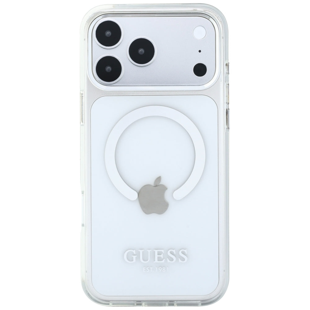 Custodia MagSafe per Apple iPhone 18 Pro Max / 17 Pro Max, Guess, Contorno Metallico, Argento