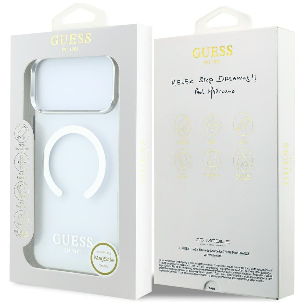 Custodia MagSafe per Apple iPhone 18 Pro Max / 17 Pro Max, Guess, Contorno Metallico, Argento