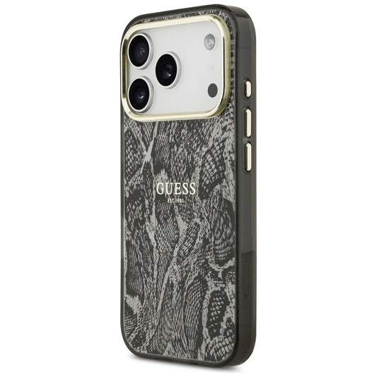 Custodia MagSafe per Apple iPhone 18 Pro Max / 17 Pro Max, Guess, motivo pitone, nera