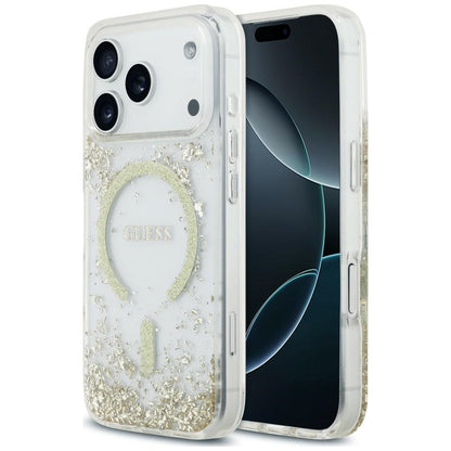 Custodia MagSafe per Apple iPhone 18 Pro Max / 17 Pro Max, Guess, Fondo in Resina Glitter, Dorata