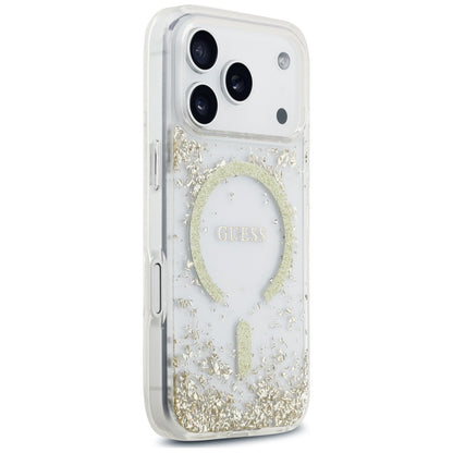 Custodia MagSafe per Apple iPhone 18 Pro Max / 17 Pro Max, Guess, Fondo in Resina Glitter, Dorata
