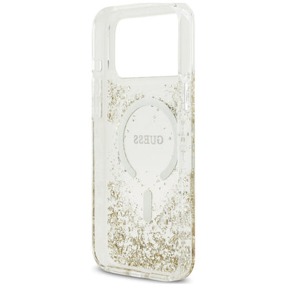 Custodia MagSafe per Apple iPhone 18 Pro Max / 17 Pro Max, Guess, Fondo in Resina Glitter, Dorata