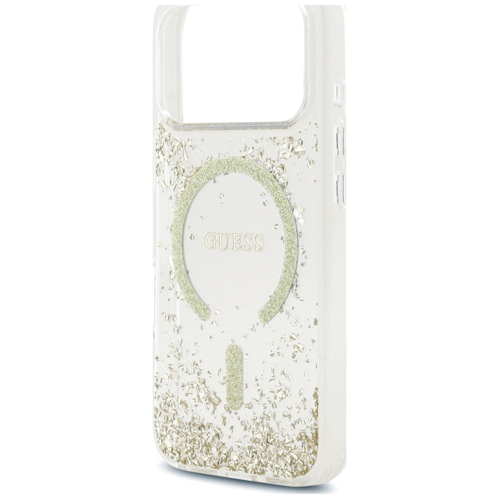 Custodia MagSafe per Apple iPhone 18 Pro Max / 17 Pro Max, Guess, Fondo in Resina Glitter, Dorata