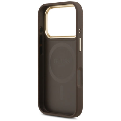 Custodia MagSafe per Apple iPhone 18 Pro Max / 17 Pro Max, Guess, Saffiano Peony Ring, Marrone